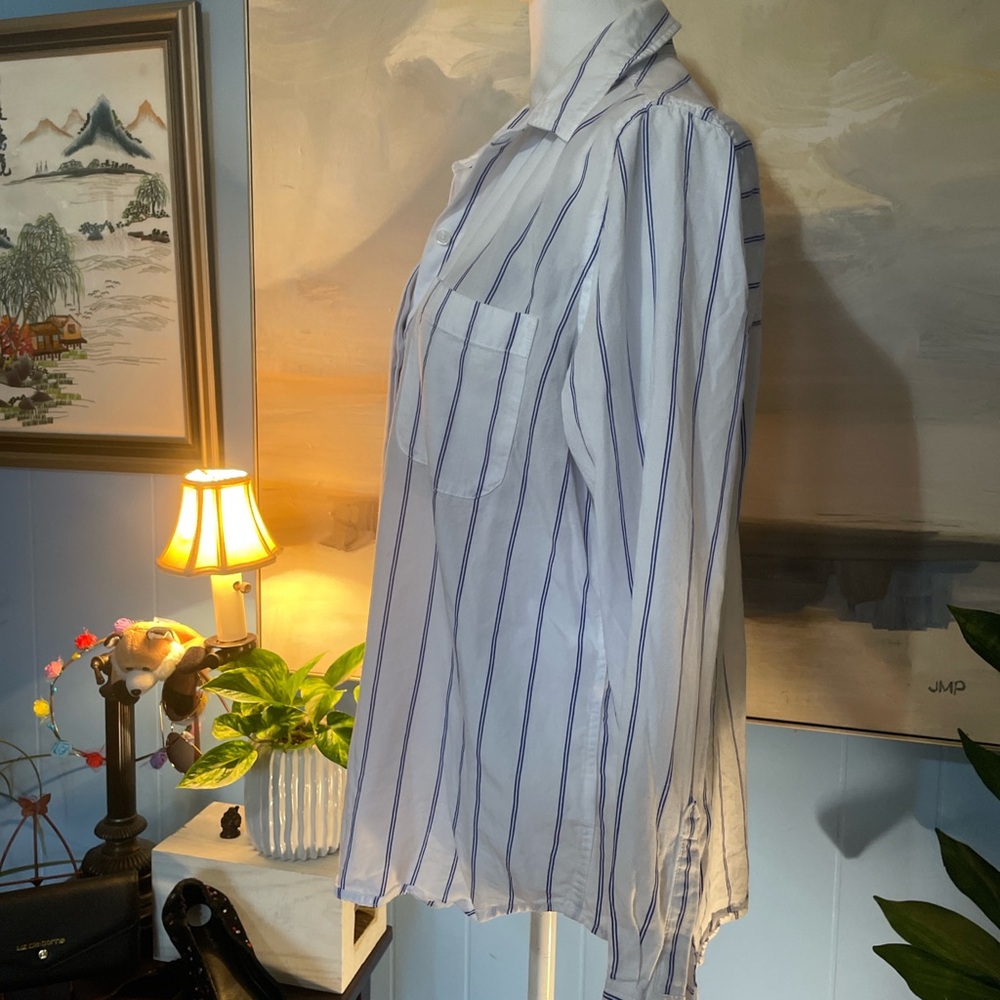 Rails White Shirt with Blue Stripes - Picture 2 of 8